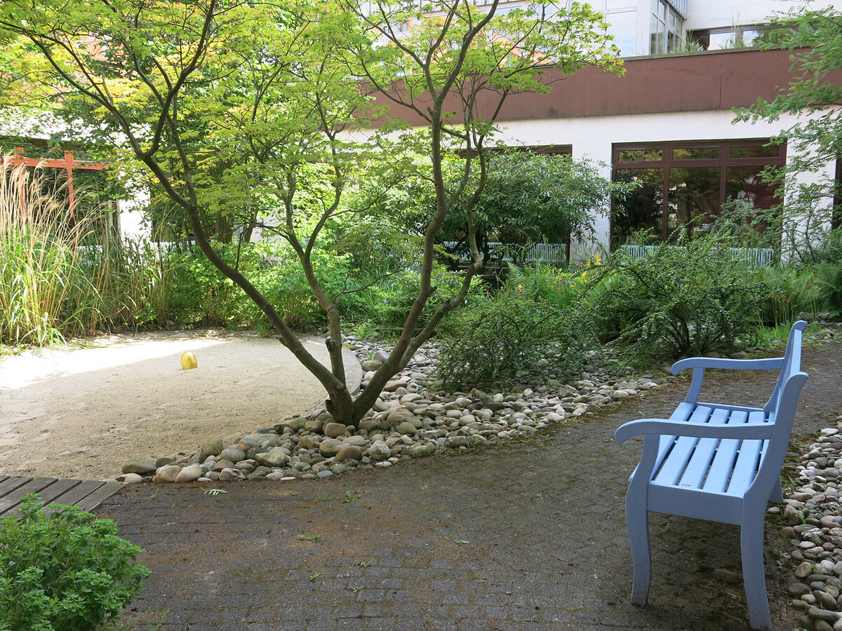 Innenliegender Garten des Ashrams